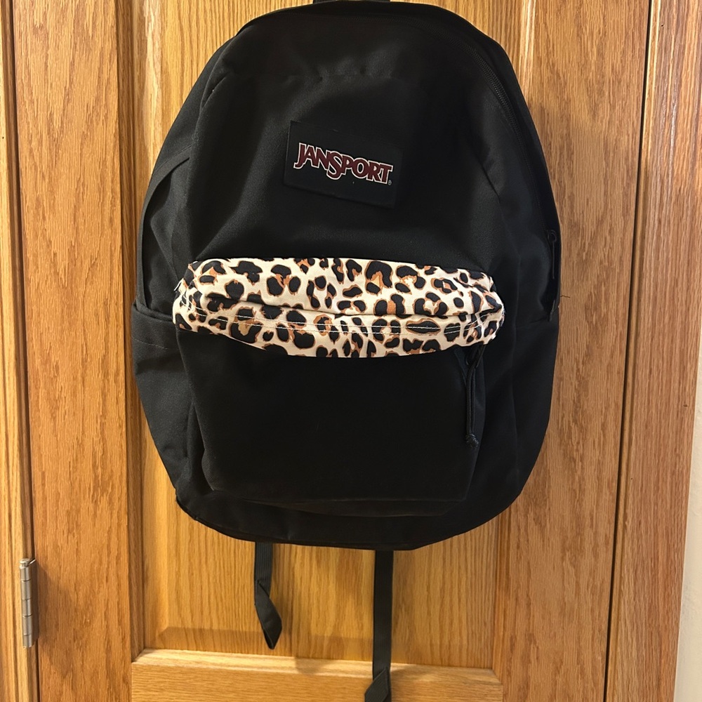 JanSport Backpack with Black and Leopard Accent